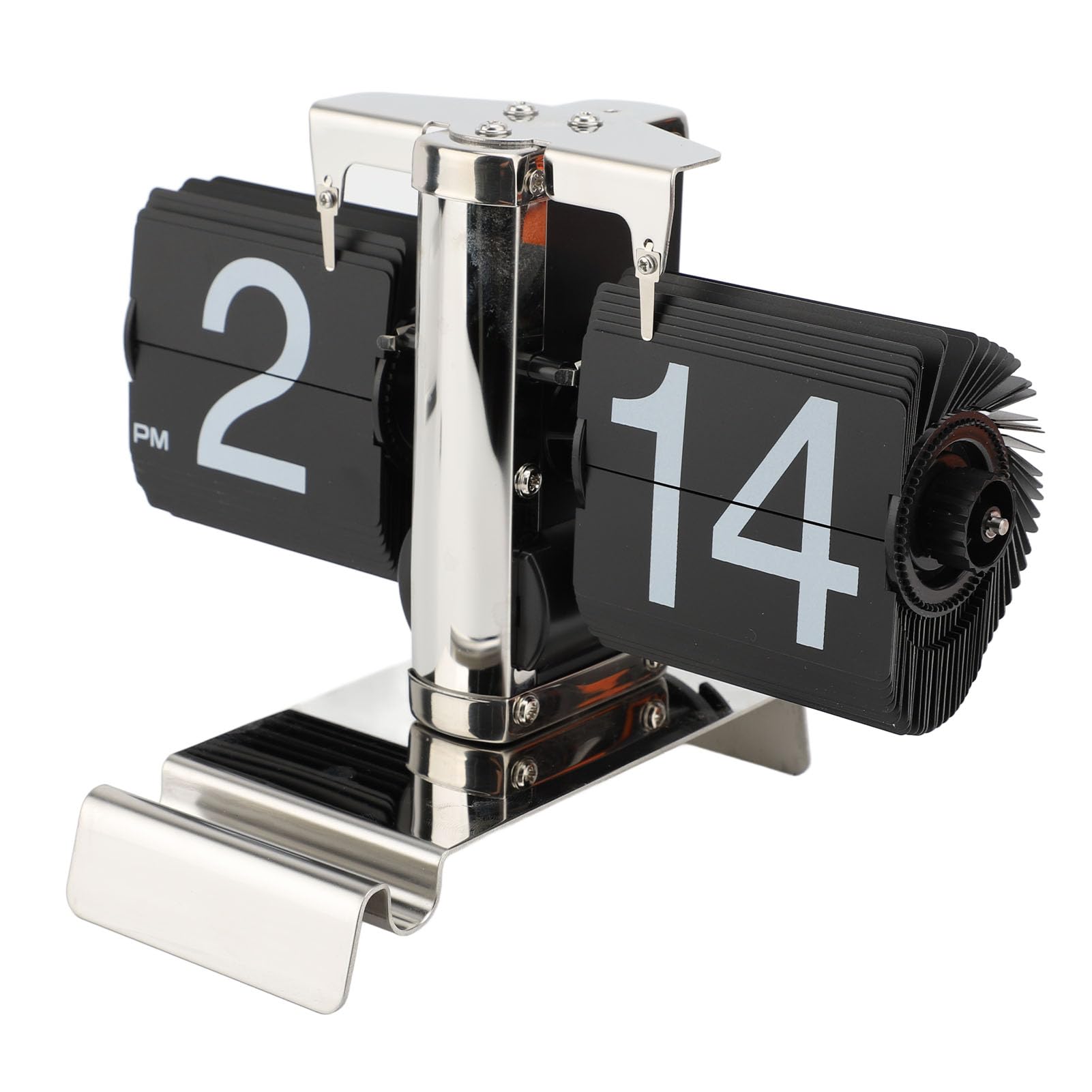 Orologio a Fogli Mobili, Orologio a Fogli Mobili retrò Alimentato a Batteria, a con Supporto per Telefono per Ufficio, Casa, Studio, Soggiorno (Stile in acciaio inossidabile)