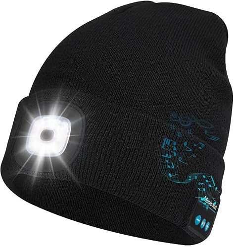 Bluetooth Beanie with Light, Musical Knit Hat - Science Gifts For Him