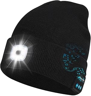 Bluetooth Beanie with Light, Musical Knit Hat with Headph...