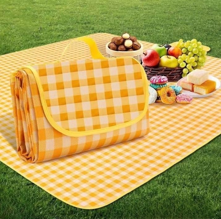 PengLAI Large Picnic Blanket Waterproof 200x200cm – Outdoor Rug for 4-6 Adults, Beach Mat with Carry Handle, Washable & Sand-Proof for Camping, Garden, Travel