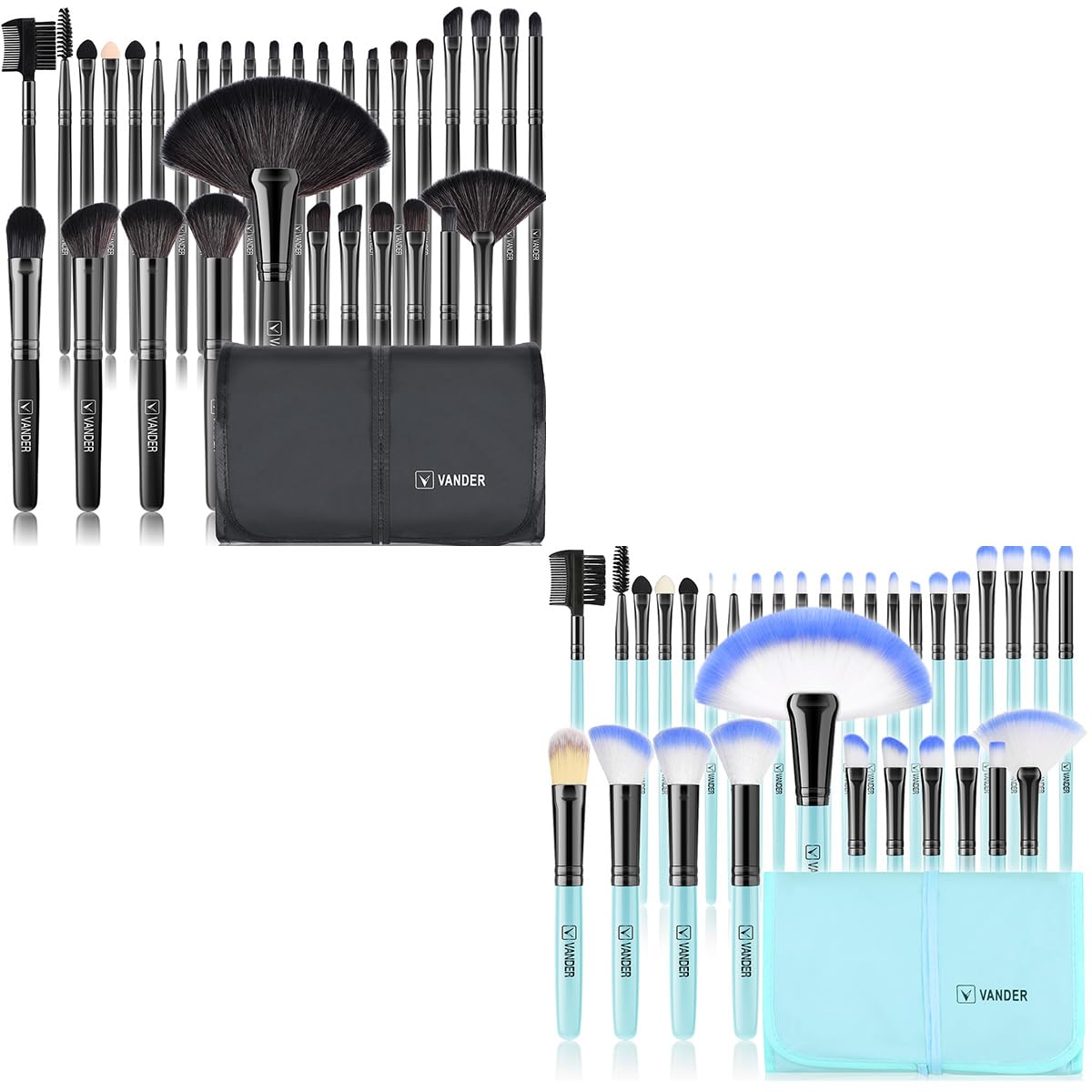 VanderSave 20% on 32Pcs Black Makeup Brushes+32Pcs Blue Makeup Brushes Set, Foundation Brush Eyeshadow Brush Makeup Kit