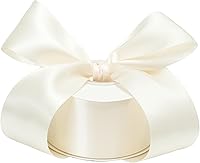 Vista 29 de Cinta de satén azul polvoriento, seda azul francés de 2 pulgadas para árbol de Navidad y ramo de boda, 25 yardas