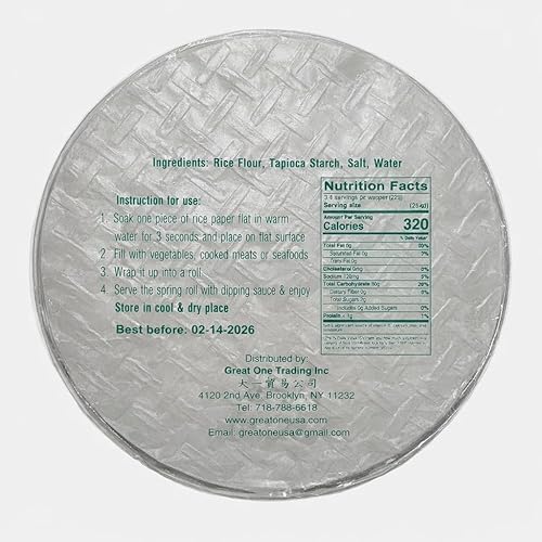 Miniatura 2 de CAF Envoltura de rollo de primavera premium, papel de arroz fresco, envolturas de rollo de primavera de 14 oz (6.3 in)