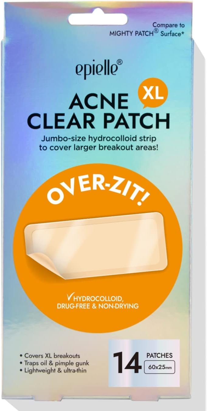 Epielle Over-Zit XL Acne Clear Patches | Ultimate Hydrocolloid Solution | 14 Extra-Large Pimple and Blemish Patches