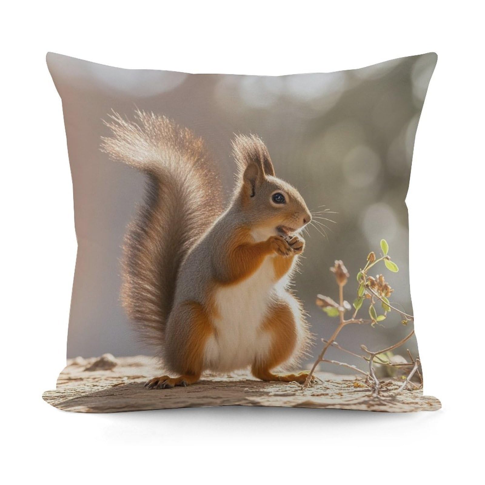 FekiLoot Squirrel Funny Animal Throw Pillow Cover Cozy Plush Cushion Case Soft Decorative Pillow Cover Square Cushion Covers Modern Pillowcase for Sofa Living Room Couch Bed Home Decor 18x18 Inch