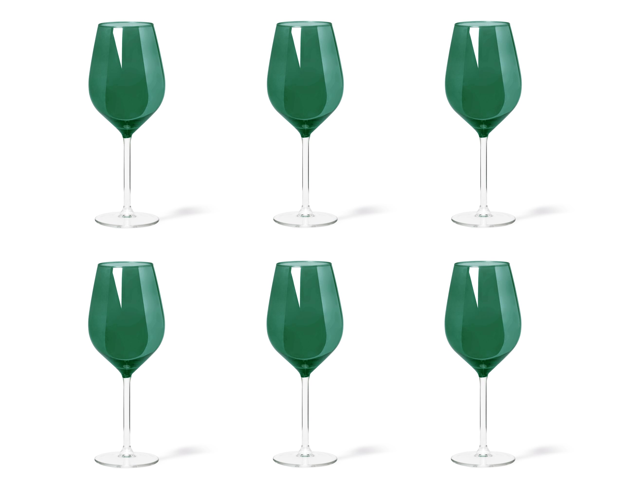 Excelsa Dark Green Color Wine Set With 6 Stem Glasses, Glass, Capacity 500 Ml.