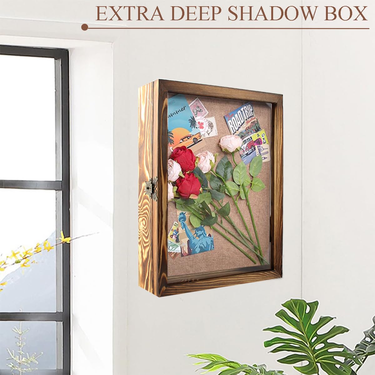 LITAITAI 14x17 Shadowbox Frame with Shelves, Deep Shadow Box Display Cases with 4 Movable Shelves,Shadow Work Journal and Workboolshadow Box for Flowers,Medals,Coins,Pictures,Weddings(Carbon)