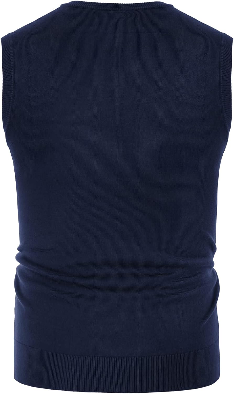 PJ PAUL JONES Mens V-Neck Knitted Sweater Vest Solid Plain Sleeveless Pullover Knitwear - Image 2