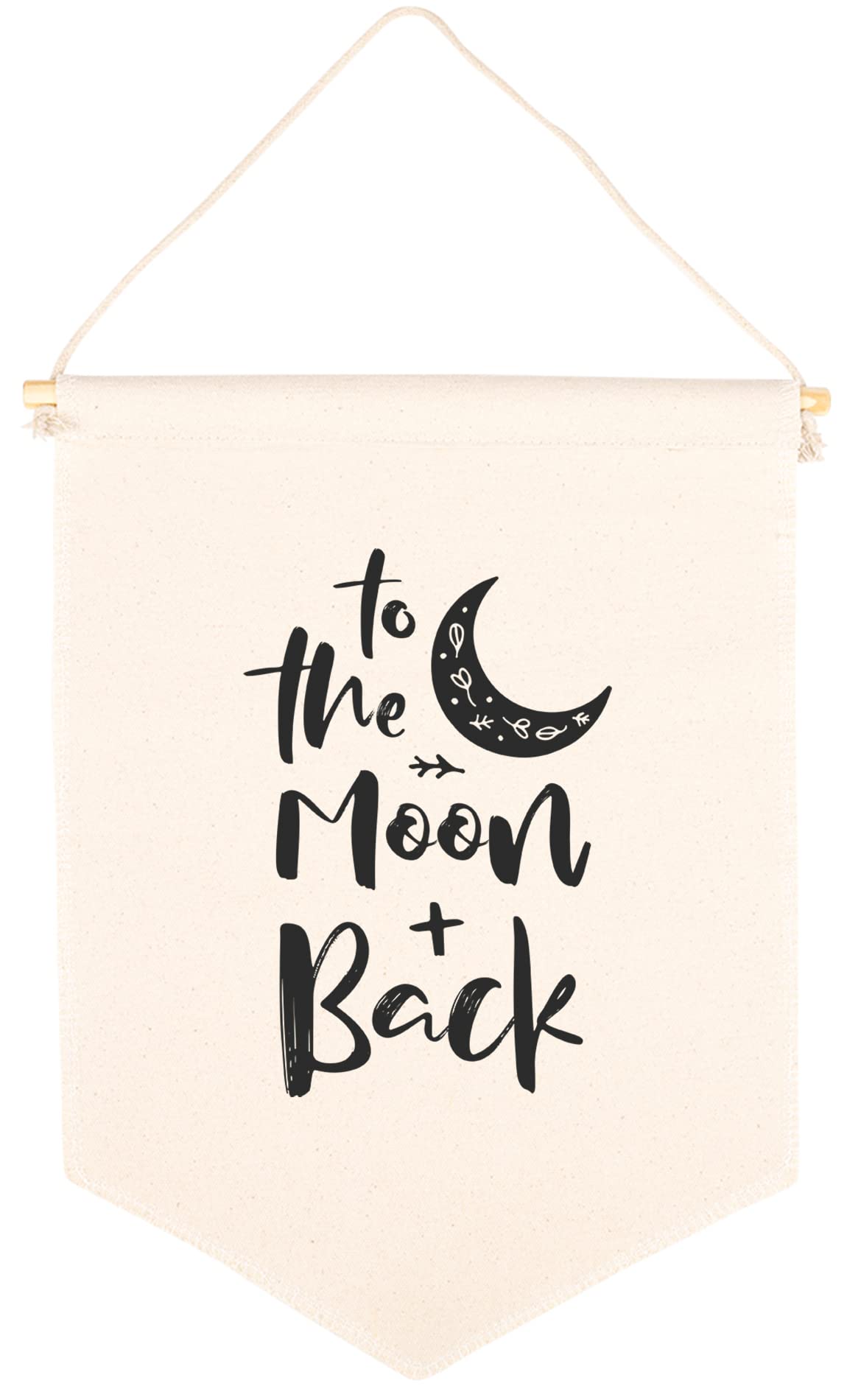 Andaz Press Hanging Wall Canvas Banner To The Moon And Back Canvas Tapestry Wall Hanging Banner for Baby Girl Canvas Nursery Wall Decoration Banner, Pennant Flag Wall Art Decor, Baby Shower, 1-Pack