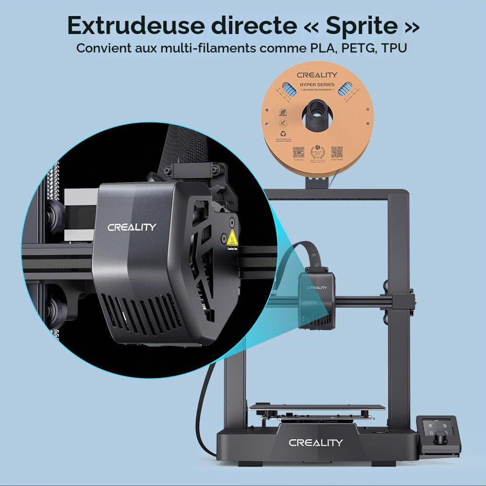 Creality Ender 3 V3 SE Imprimante 3D avec Vitesse d’Impression 250mm / s CR Touch Strain Sensor pour Auto-nivellement Sprite Direct Extruder Double axe Z et axe Y Impression 8.6 * 8.6 * 9.8in