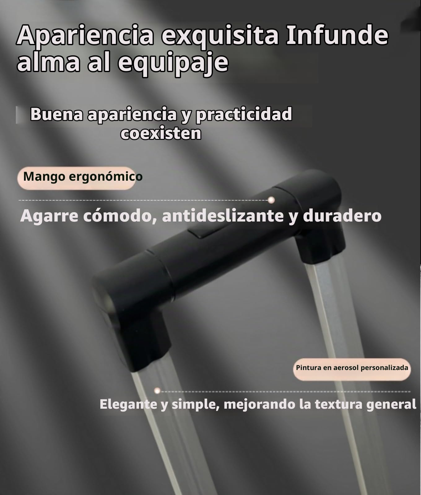 Manija Telescópica de Repuesto para Maleta de Viaje, Asa Extensible de Hierro Diseño Moderno, Adaptable a Varios Modelos de Equipaje, Telescópica para Maleta de Hierro Negra, Adecuado para Viajeros