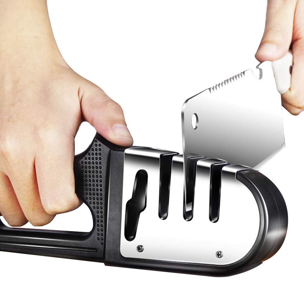 Kitchen Knife Sharpener,HMOIS PRO 4 Stage Priority Chef Knife Sharpener Whetstone To Restore,Renew & Polish Straight-Edge Knives & Sharpen Scissors