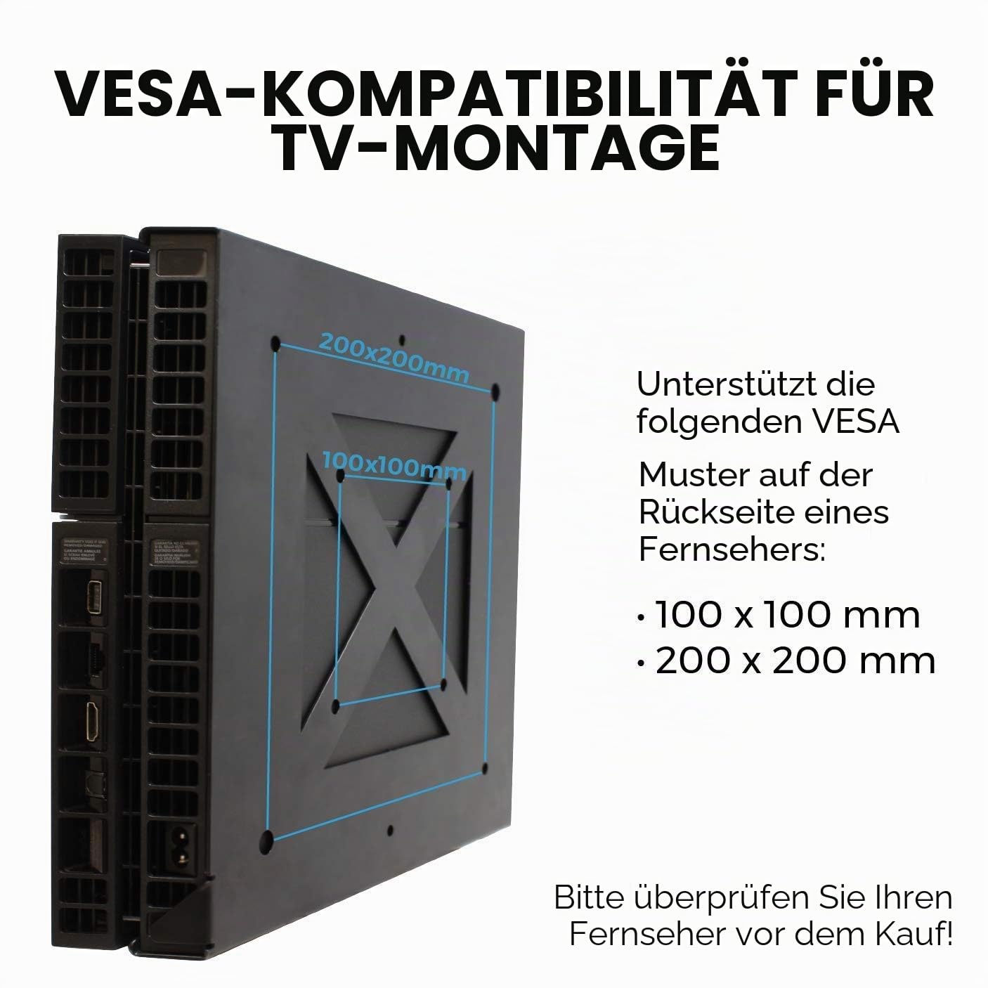 HumanCentric-Halterung nur kompatibel mit PS4 Fat Original + 2 Controller-Halterungen im Paket, befestigen Sie Original Classic/Fat PS4 an der Wand oder an der Rückseite des Fernsehers