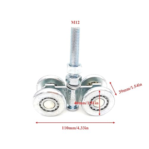 Miniatura 4 de 2 unids ruedas de rodillos de pista Heavy Duty Trolley Asamblea Rodillos silenciosos Rueda Estable Carro de rodillos soldados usado para granero