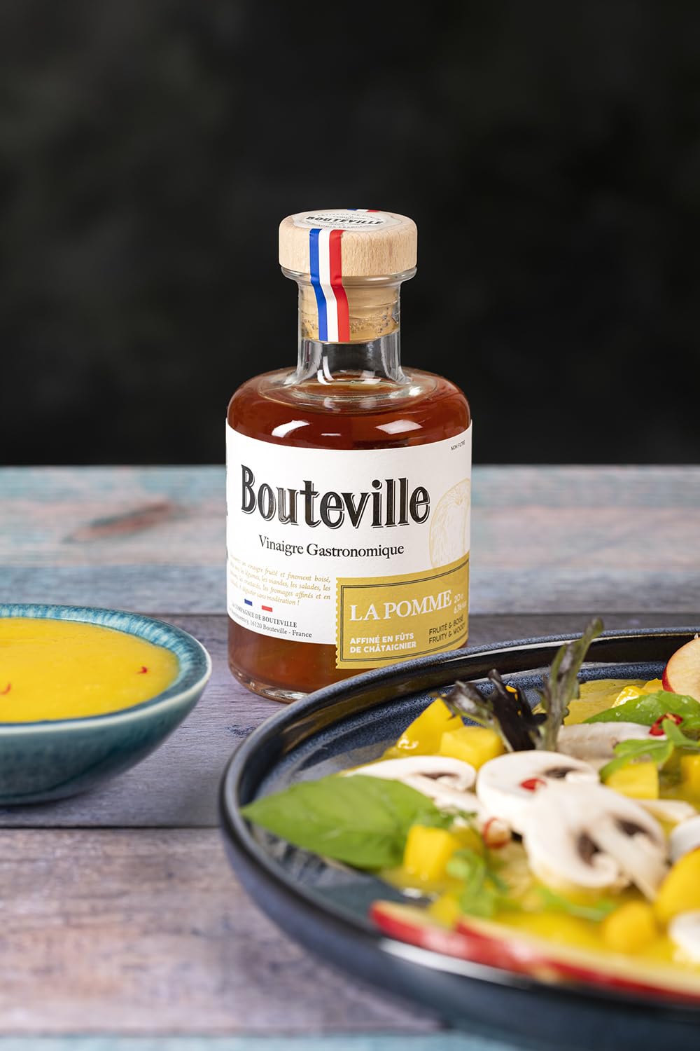 Bouteville Vinaigre Gastronomique La Pomme 200ml – Vinaigre de Cidre de Pommes Belchard Charentaises, Affiné en Fûts de Chêne et Châtaignier, Notes Fruitées et Boisées