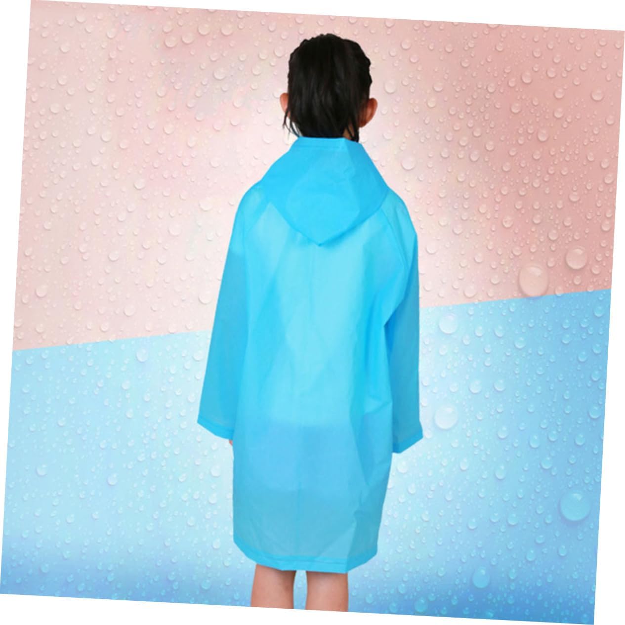POPETPOP Reusable Eva Rain Poncho with Hood Lightweight Emergency Rain Gear for Theme Parks Camping Traveling and Sporting Events Blue