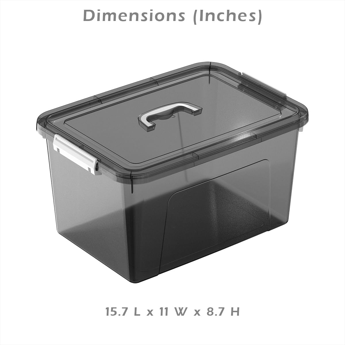 19 quart stackable plastic storage bins with lids, 6 pack clear black organizer boxes with secure latches for garage, tools, closet, office, durable storage 19 qt black