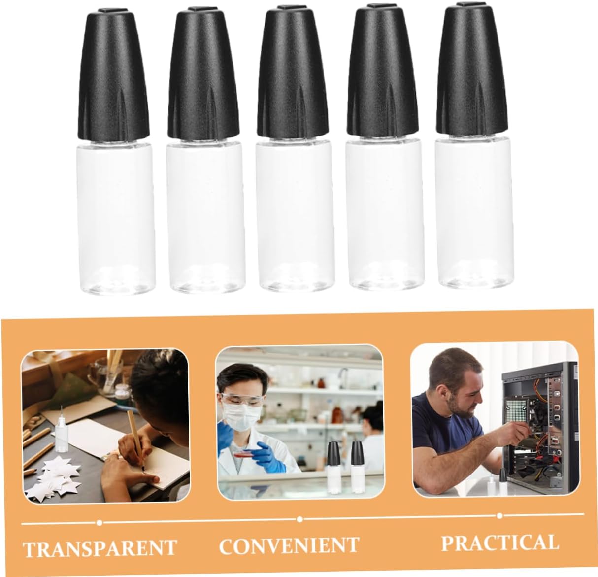 STOBAZA 20pcs Small Bottles Fine Tip Applicator Needle Squeeze Bottles for Liquid Storage