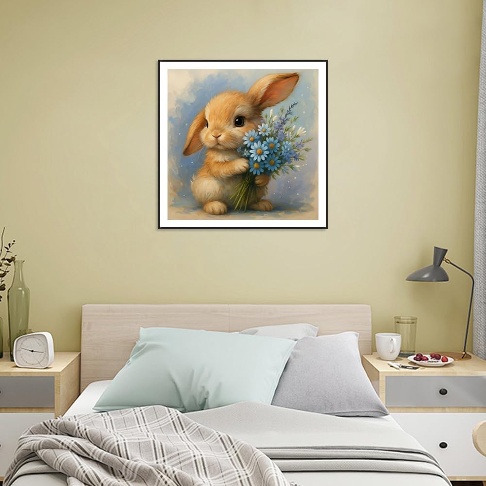 Anuver Diamond Painting Kits for Adults Rabbit, 5D Round Diamond Art Kits for Beginners, DIY Full Drill Crystal Gem Painting Kits for Home Wall Decor 12x12Inch, Animal image 5
