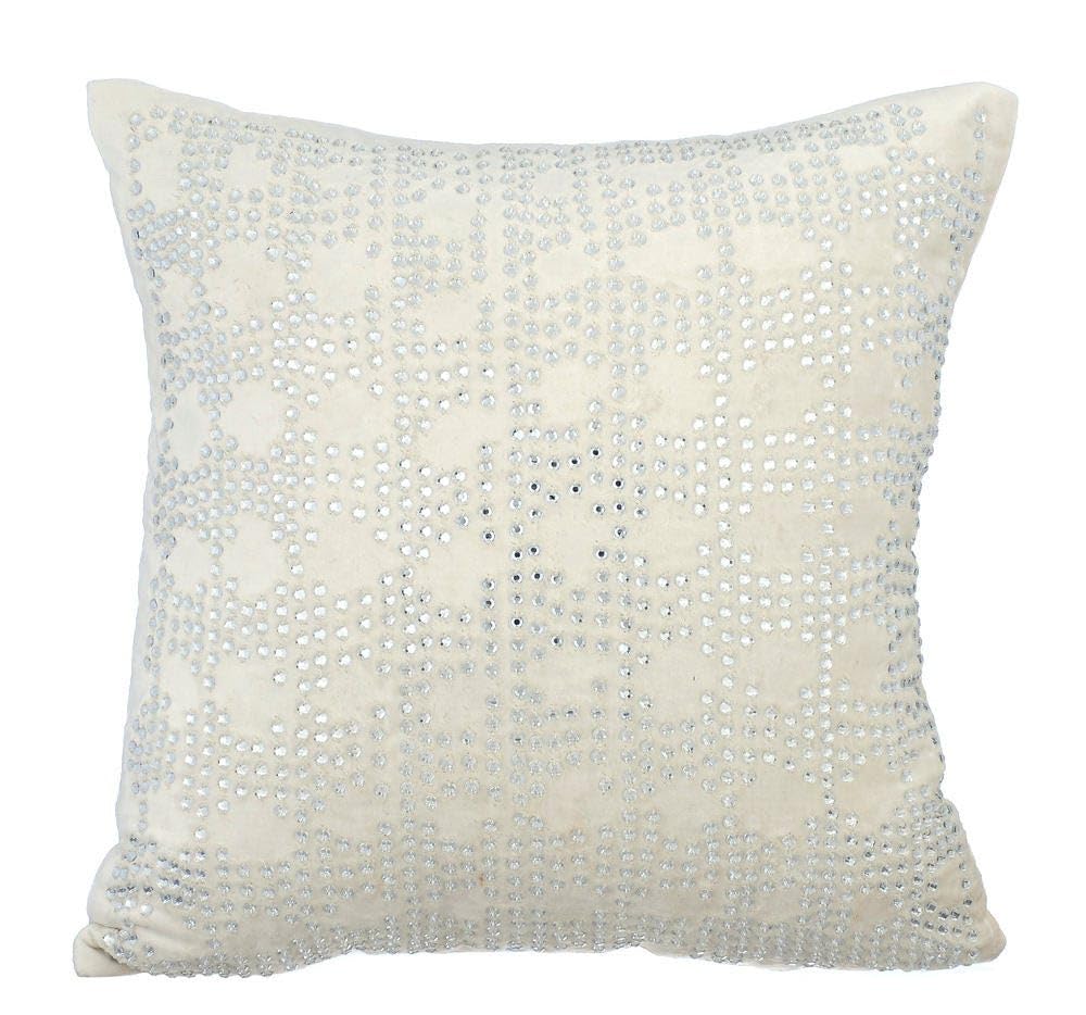 The HomeCentric Decorative Cushion Cover 40x40 cm (16x16 inch) White, Velvet Throw Cushion Cover, Abstract Pattern, Modern Glam Style, Perfect for Home Decoration โ image 1