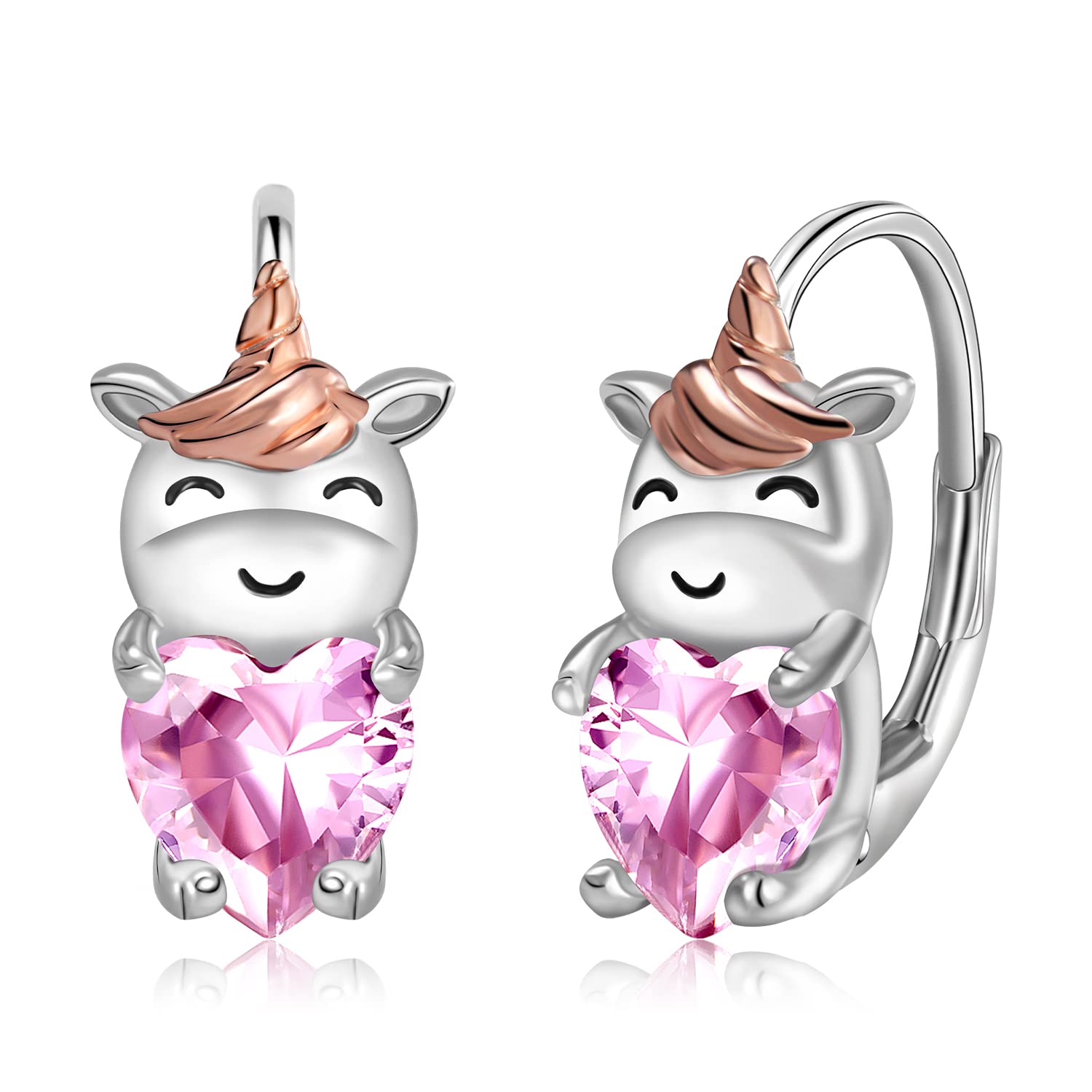 Tier Ohrringe 925 Sterling Silber Einhorn/Dinosaurier/Waschbär/Hase/Biene/Giraffe/Meerjungfrau Ohrringe Hypoallergene Creolen Ohrringe Schmuck Geschenke für Damen Mädchen
