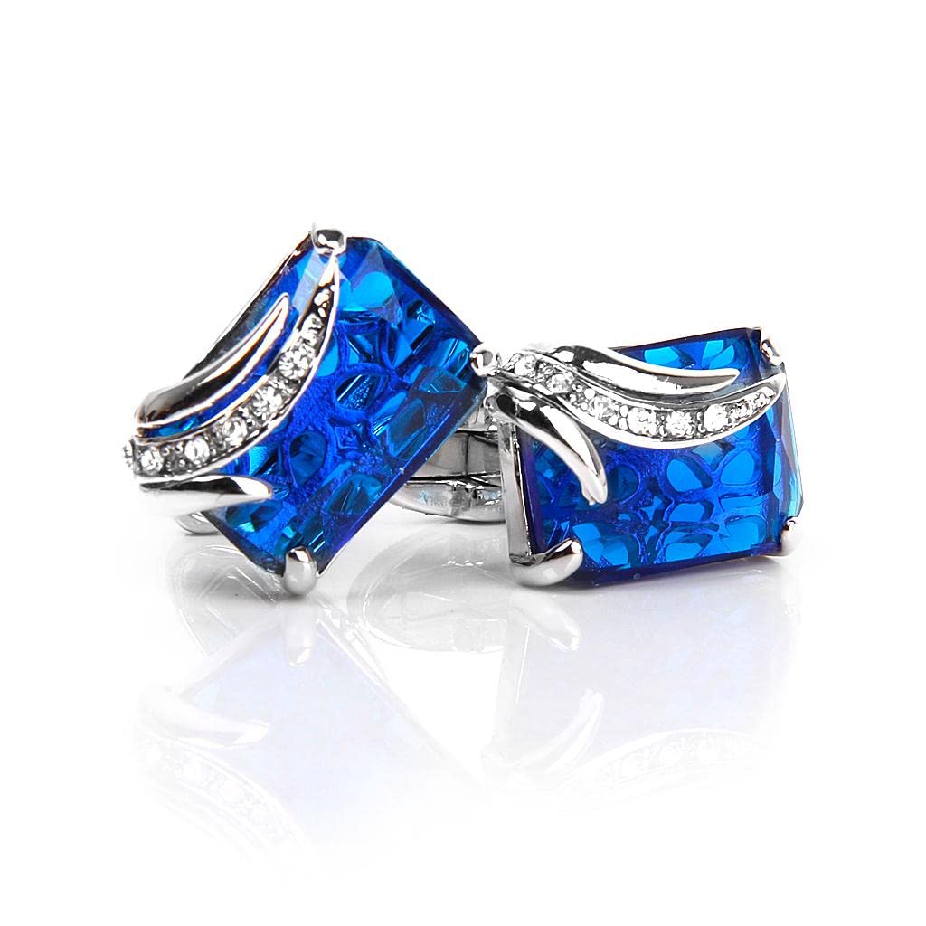atorse™ men's rectangle blue crystal cufflinks shirt cuff links wedding party groom gift