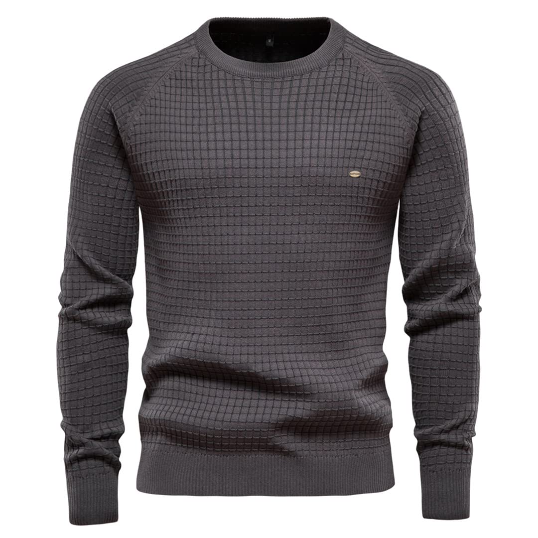 Uomini Maglioni Soild Colore O-Collo Maglia Pullover Maschio Inverno Autunno Maglioni di Base per gli Uomini, Grigio scuro, 2XL