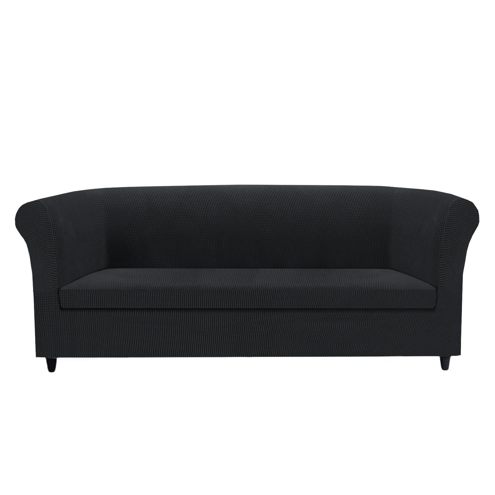 KYJSW Chesterfield Sofa Cover Stretch Jacquard Fabric Couch Slipcover With Armrests Cushion Cover Seat Cover Non-Slip Furniture Protector (Dark grey,LOVESEAT+1PC LARGE 2-SEAT)