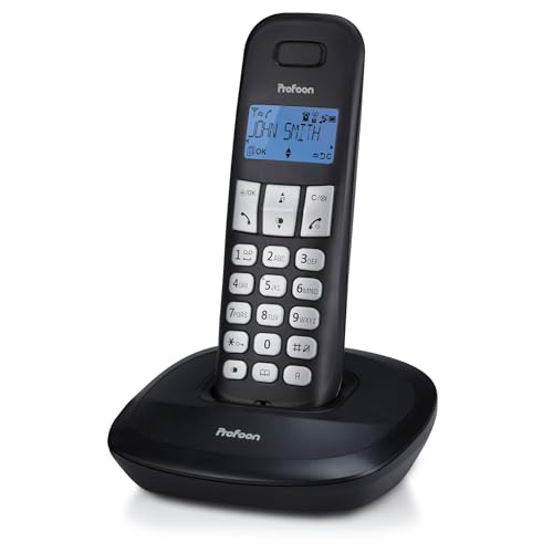 Teléfono inalámbrico DECT negro PDX-1100 con 1 auricular expandible para toda la familia