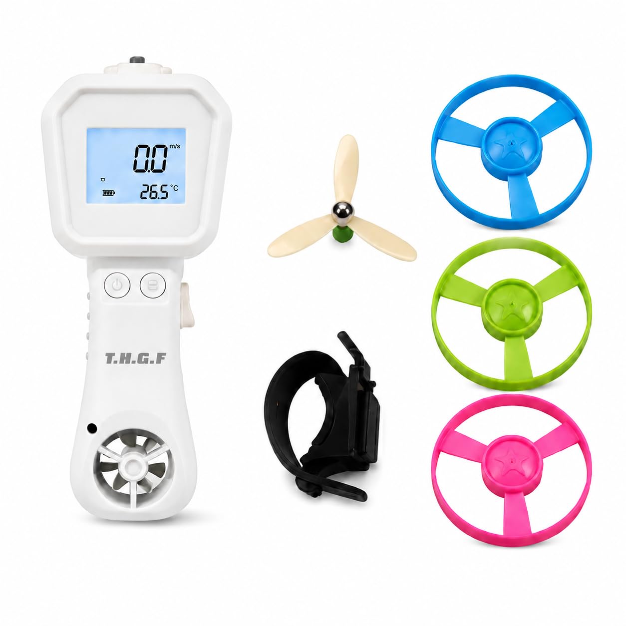 2 in 1 Anemometer Wind Speed Meter for STEM Learning, Science, Outdoor Play | Digital LCD Display,Fun Propeller Discs,Outdoor Exploration