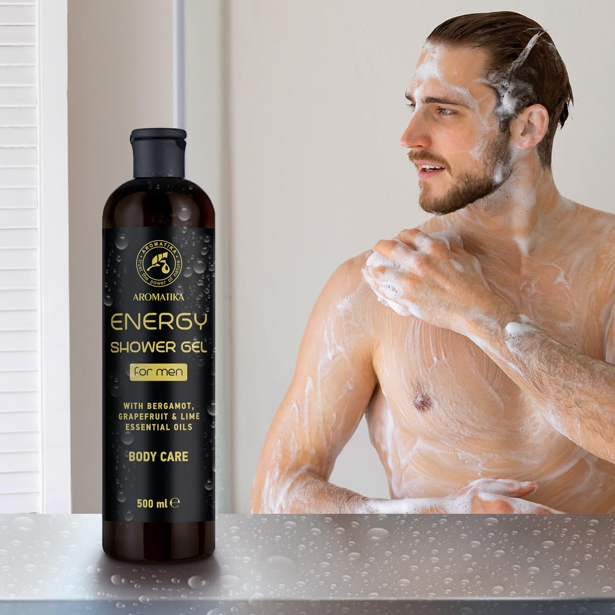 Shower Gel Energy 500ml, Shower Gel for Men, Gel with Bergamot Essential Oil, Grapefruit Essential Oil, Lime Essential Oil - Image 3