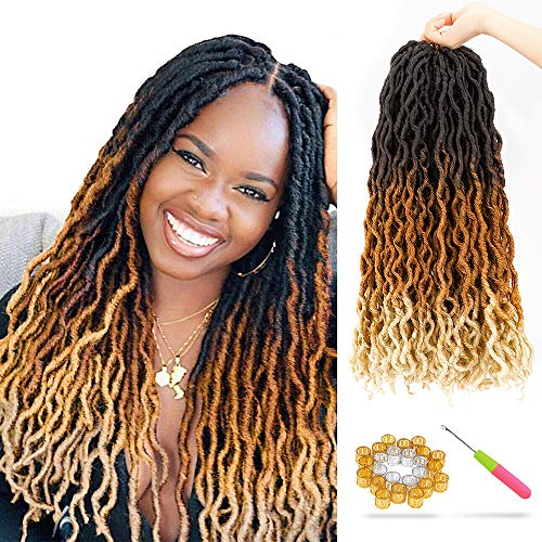 LEEONS Wavy Gypsy Locs Ombre Crochet Hair 18 Inch 6Packs/Lot 613 Goddess Locs Faux Locs Crochet hair African Roots Dread