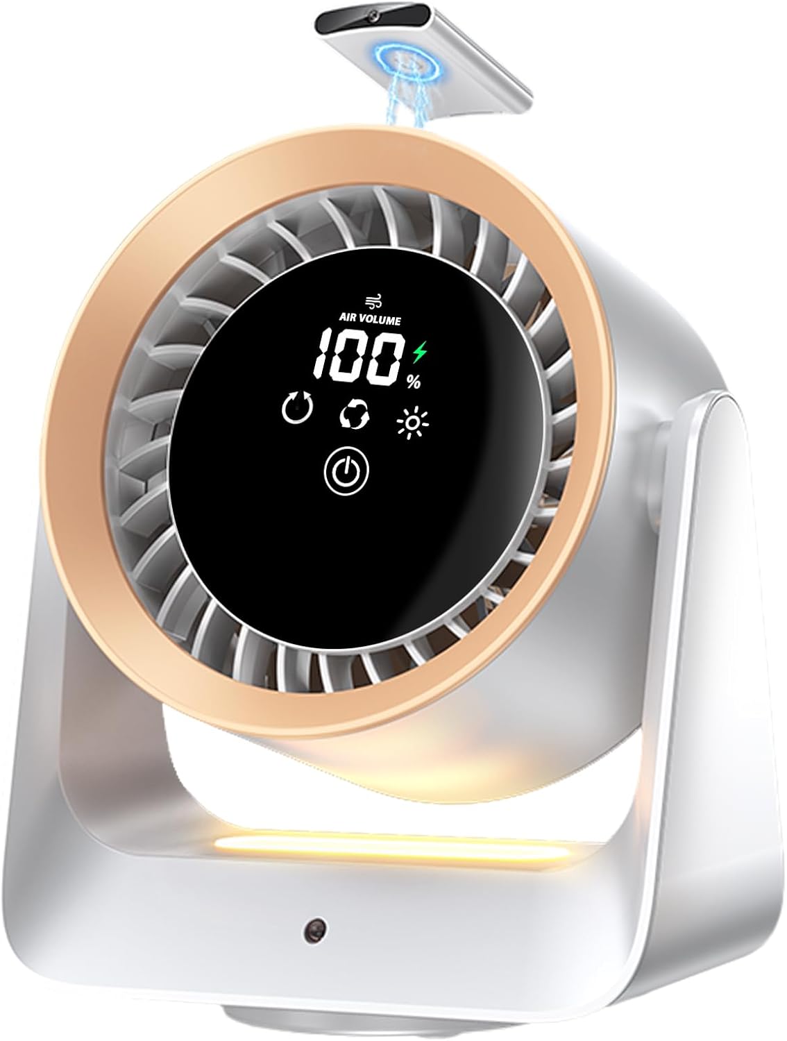 Desk Fan for Bedroom, Air Circulator Fan for Whole Room with Remote Control, 20dB Ultra Quiet, Rechargeable, Strong Airflow, LED Display, Table Fan for Office Kitchen Home Kitchen Dorm Bedside White