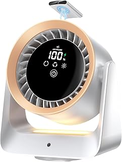 Desk Fan for Bedroom, Air Circulator Fan for Whole Room with Remote Control, 20dB Ultra Quiet, Rechargeable, Strong Airflow, LED Display, Table Fan for Office Kitchen Home Kitchen Dorm Bedside White