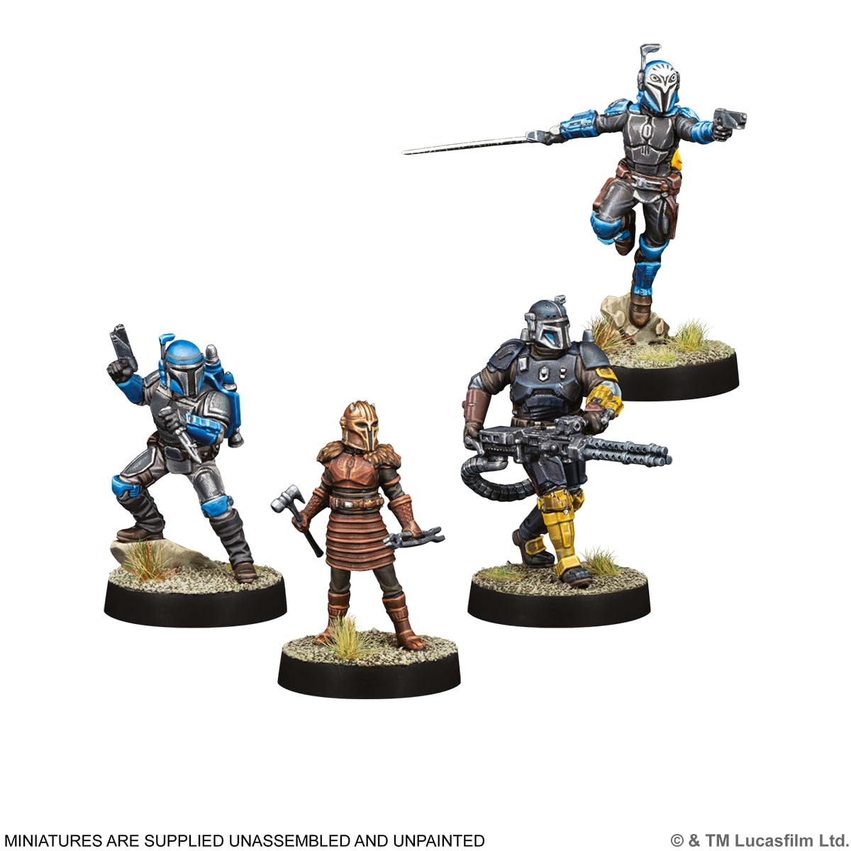 Asmodee Star Wars: Legion Mandalorian Leaders, confezione da 4 miniature di comandanti e agenti dei clan di Mandalore, a partire dai 14 anni, 2 giocatori, 60-120 minuti, spagnolo, tedesco, inglese