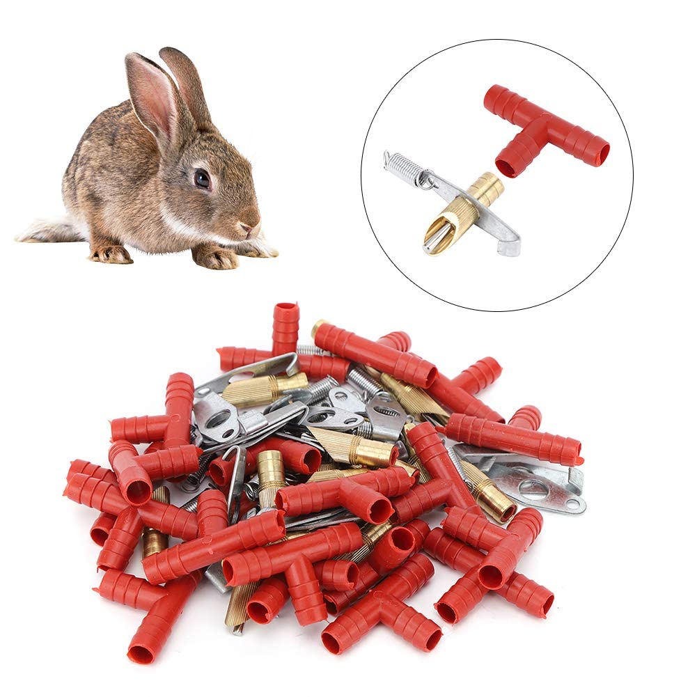 Bebedero de Pezón de Conejo, Pezón para Beber de Conejo Alimentador Alimentador Automático de Agua Accesorios de Herramientas de Agua Potable para Conejillo (Rojo, 40Pcs)