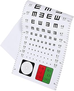SOLUSTRE Eye exam Chart Food Labels Stickers Round Low Vision Household Test Table nearsighted Glasses aldult flip Chart E Visual Test Chart Child Major Visual Test Chart