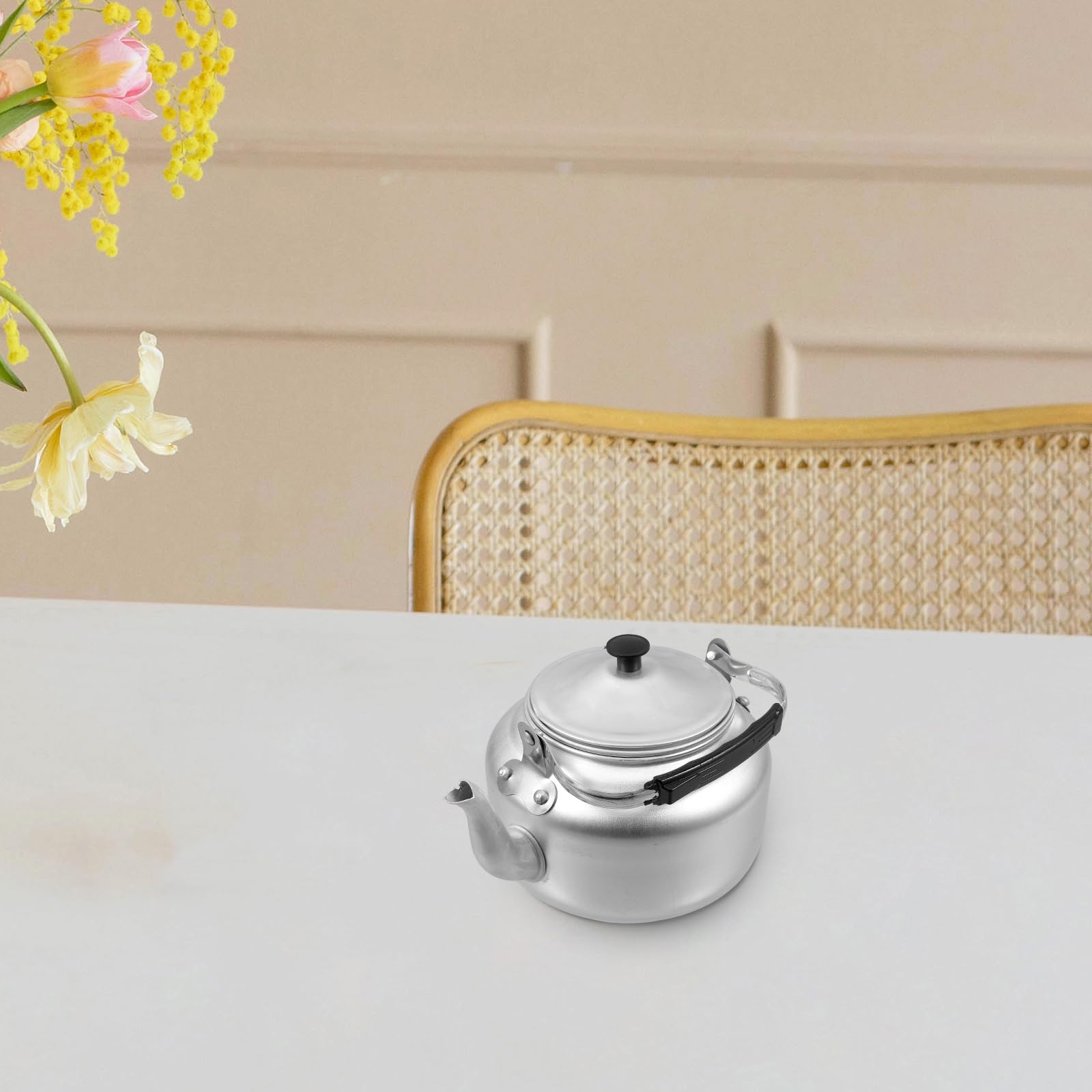 PRETYZOOM Bouilloire Aluminium 1.2L Avec Filtre Infuseur Et Poignée Ergonomique Théière Portable Pour Maison Camping Café Et Restaurant