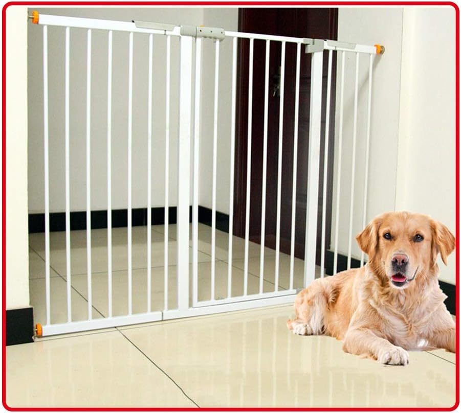 QIANDA Baby Gates,Pet Dog Gate Doorway Opens To Both Sides Ideal For Kids And Pets, Extra Wide Pressure Gate (Color : White, Size : 180-187cm)