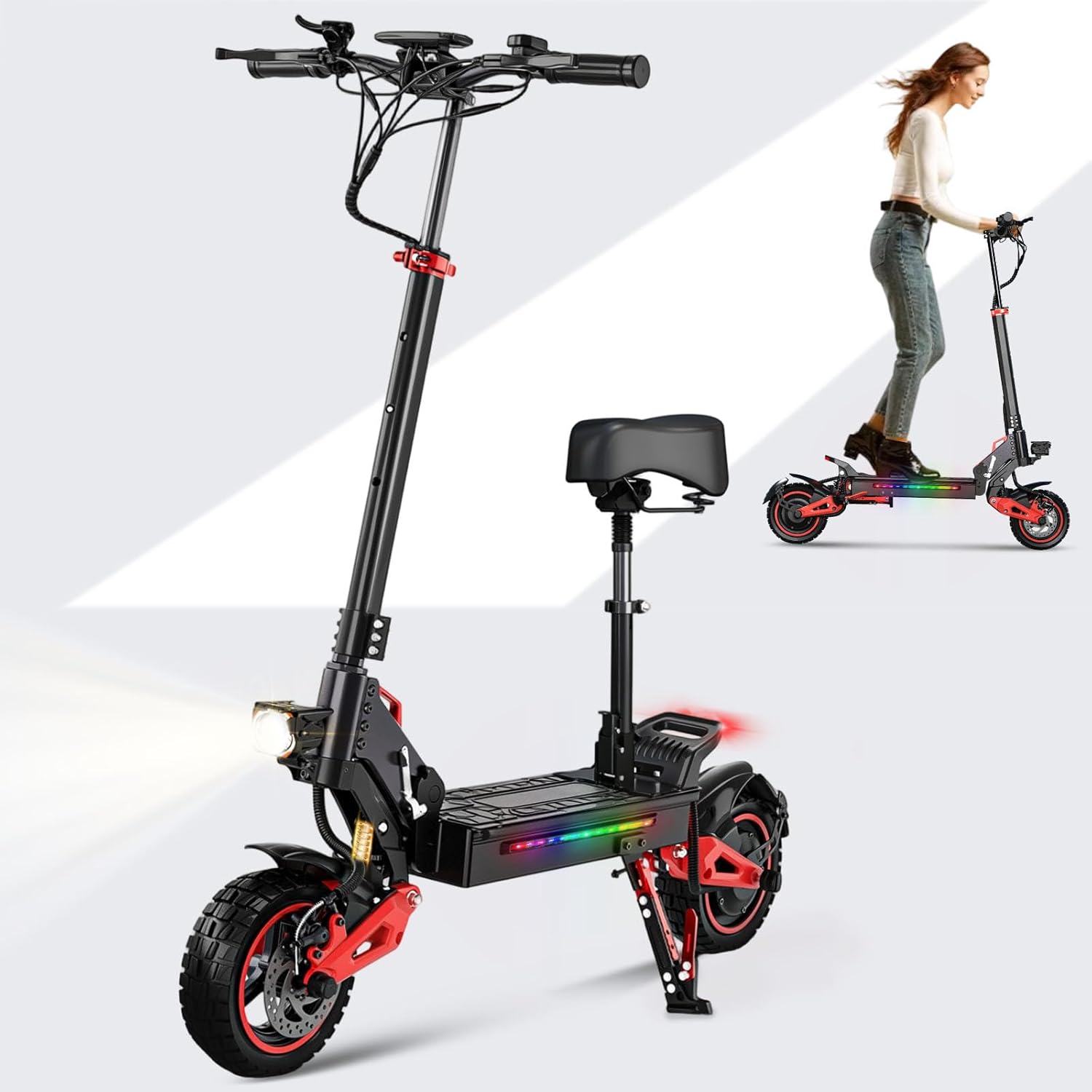 Electric Scooter for Adults Teens - 1600W EScooter Up to 31MPH & 32-34Miles Long-Range Foldable Scooter for Commuting with Double Braking,10.5" Offroad Tires Adult electricscooter