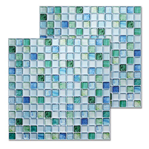 Beaustile Decorative Tile Stickers Peel Stick Backsplash Fire Retardant Tile Sheet (Sapphire Blue) (2Pcs) (12.2" X 12.2") #TOP1