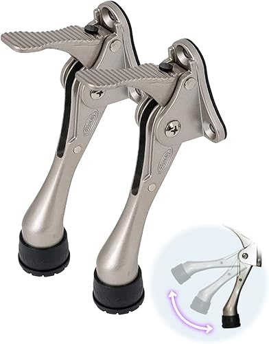 HASHI - Tope para puerta de un solo toque, de 4 pulgadas, con pata de goma de altura ajustable.