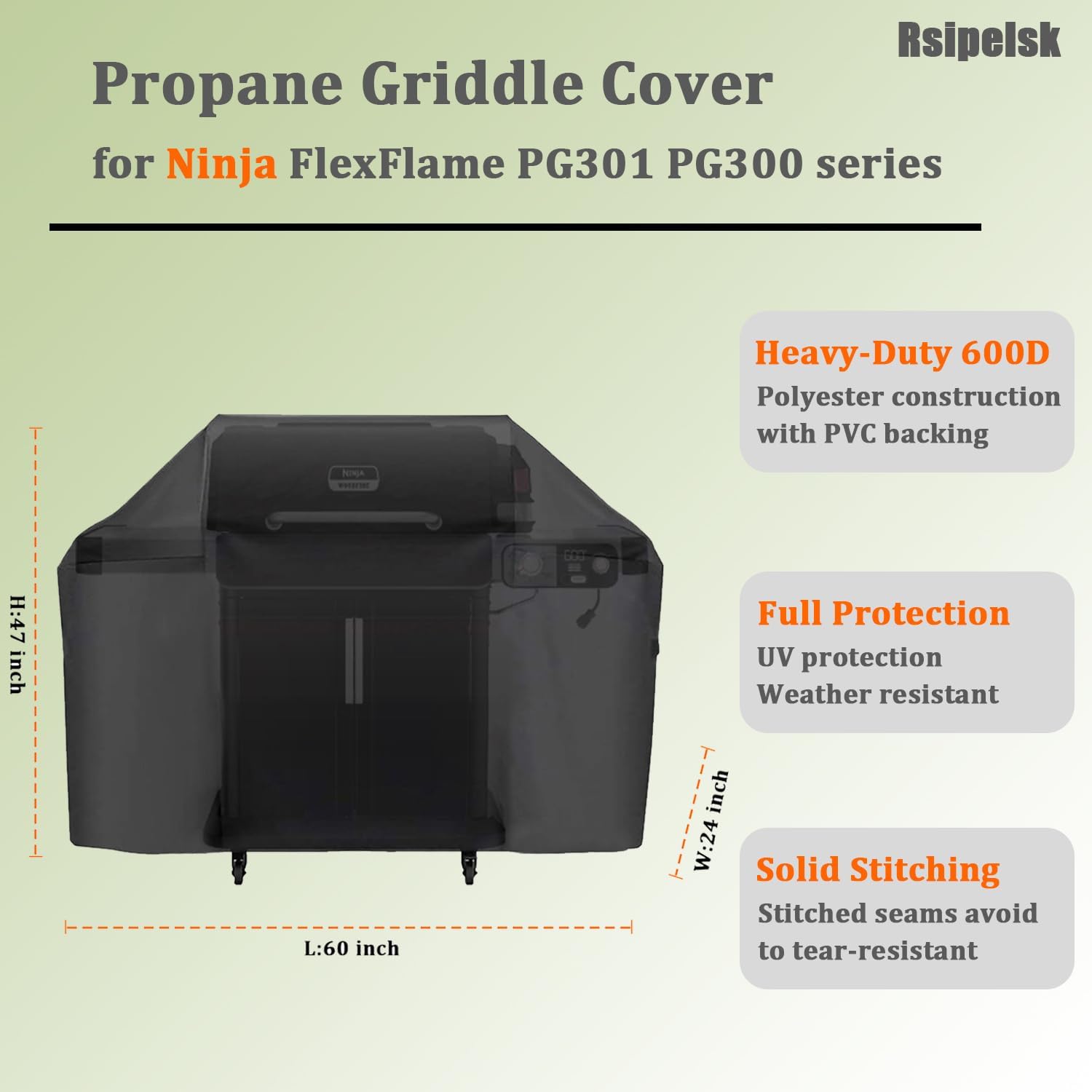 Grill Cover for Ninja Flex Flame PG300 Series Grill, Heavy Duty 600D Oxford UV Resistance Protective Outdoor Cover for Ninja Flexflame PG301 Waterproof BBQ Accessories
