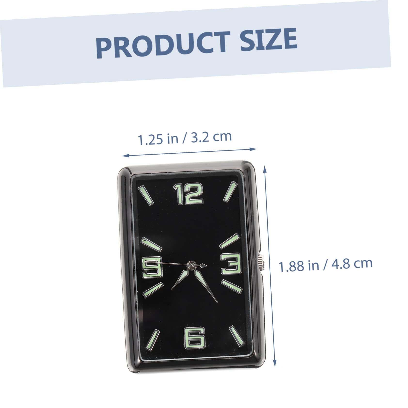 Reloj Cuadrado del Coche Negro de Aleación y Vidrio | Pequeño Reloj Analógico a Pilas, Diseño Simple y Elegante, Accesorio Ligero para Hogar y Escuela