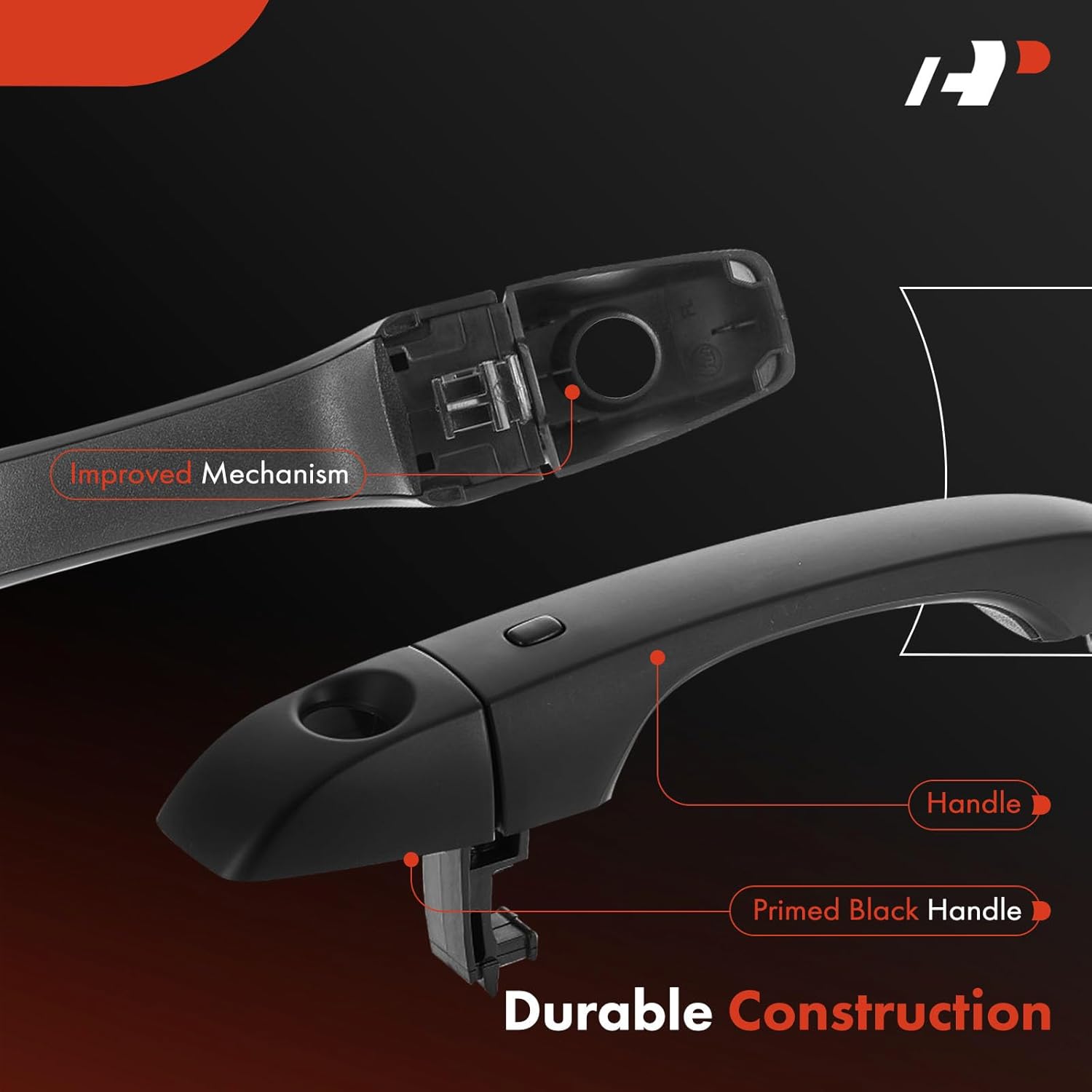 A-Premium Front Left Driver Side Exterior Door Handle with Keyless Entry - Compatible with Dodge Journey 2011-2020 & Chrysler 300 2011-2020, Primed Black, Replace# 1RH64AXRAD, 1RH64AXRAE