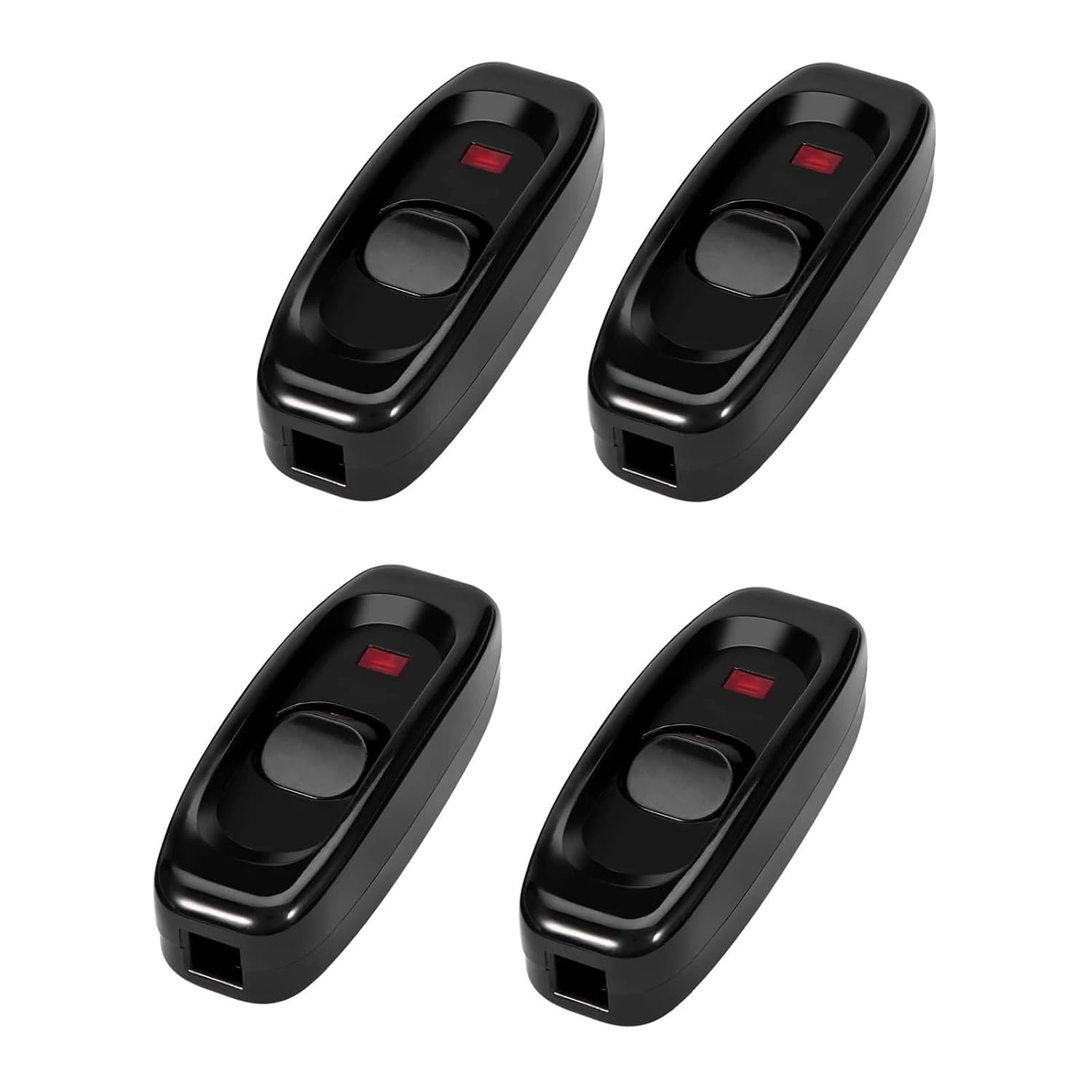 Inline Cord Switch 12PCS Inline Foot Cord Switches - AC 250V 10A, ON/Off Rocker (for Table/Desk Lamp Cords)(Black)