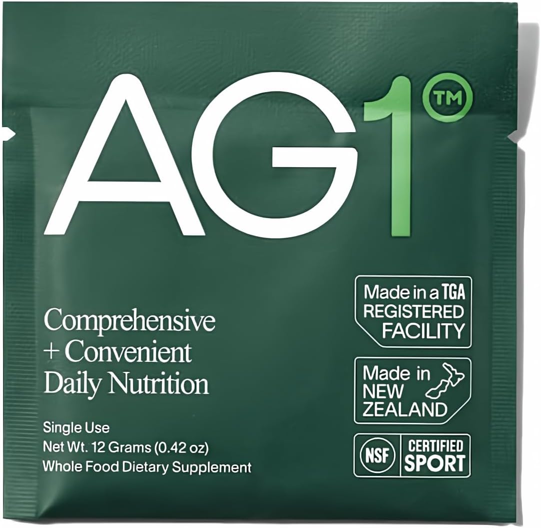 AG1 Athletic Greens - 1 Individual Single Serving Powder Supplement Travel Packet, 0.42oz/12g