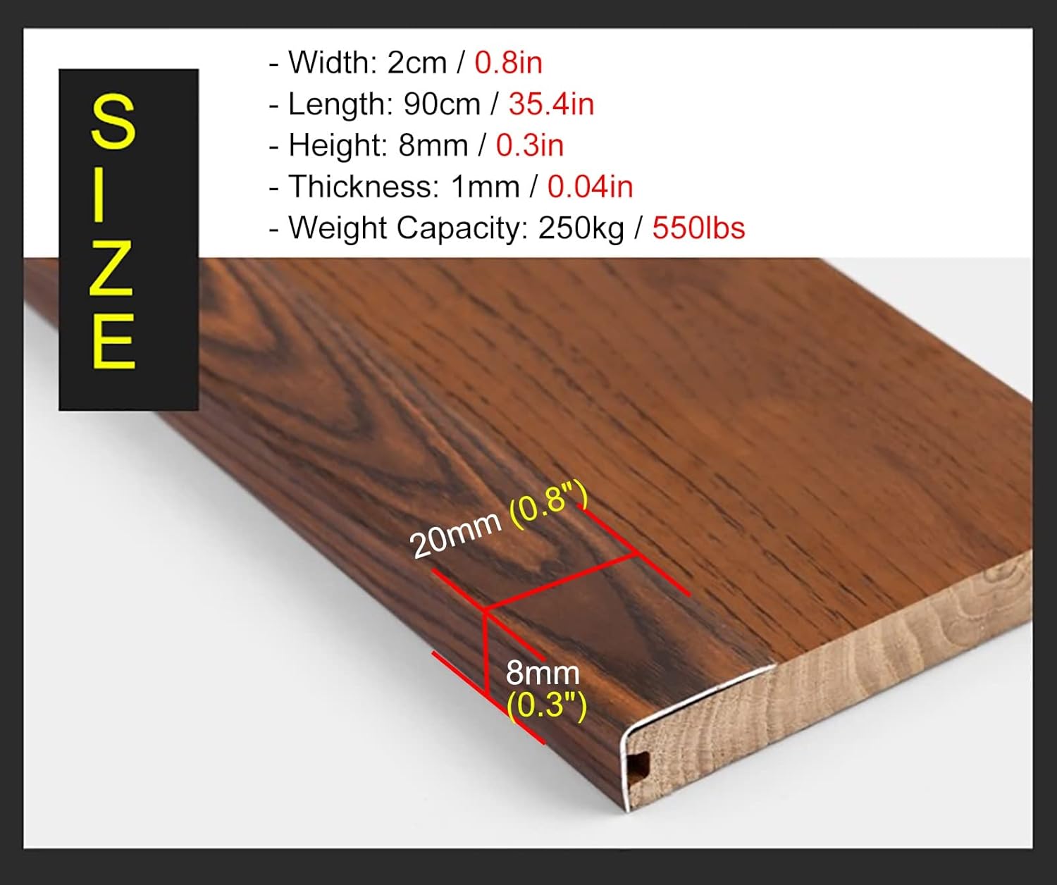 Wood Shaped Transition Strip Aluminum Alloy Carpet to Tile Threshold Strip Easy Care Durable Wood Floor Edge Trim (Style 5)