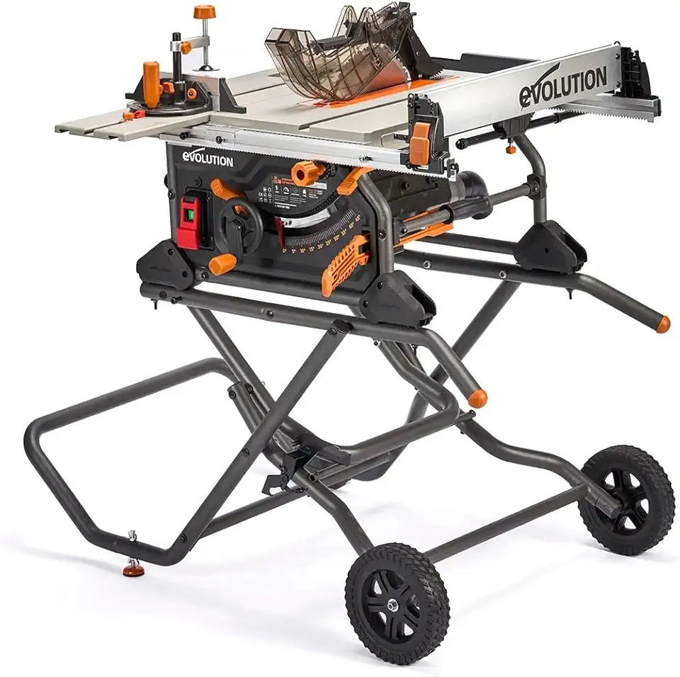 Evolution 10-Inch Multi-Material Jobsite Saw with Wheeled Stand