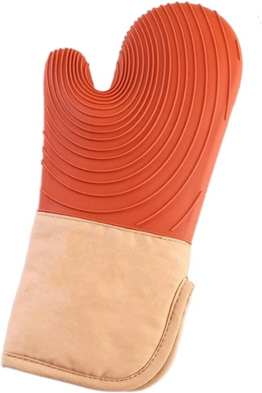 Baking Gloves Heat Resistant Silicone Gloves Kitchen Baking Oven Mitts Microwave Oven Special Thickened Kitchen Gloves Grill Cooking Glove (Color : 1, Size : 34) (2 34)